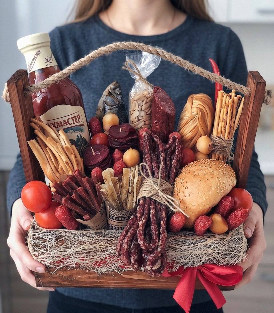 Подарочный деревянный бокс «Мужской пир»